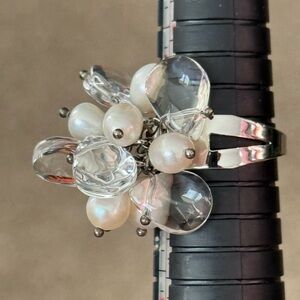 Cha Cha Pearl Cluster Adjustable Ring 8